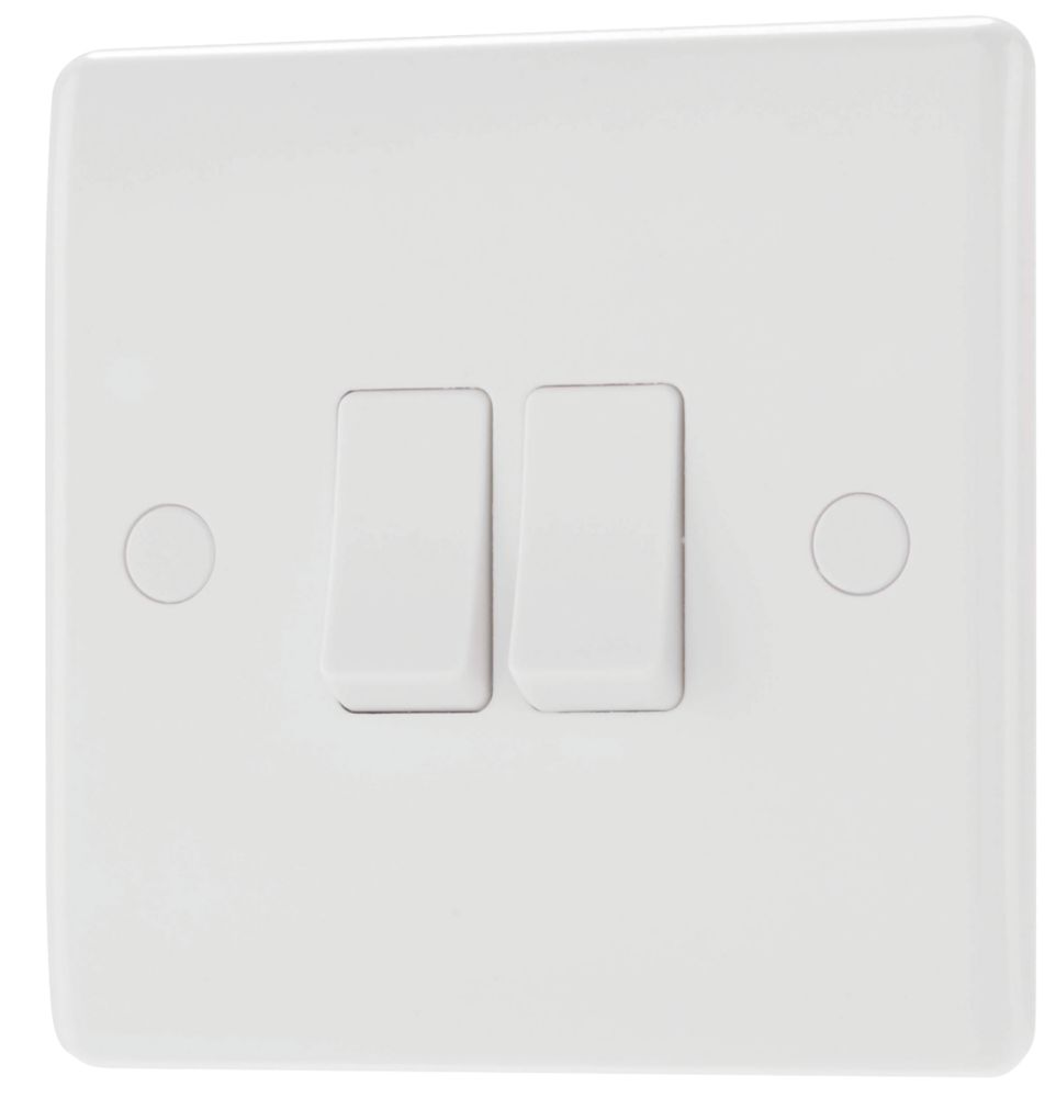 British General 800 Series 10AX 2-Gang 2-Way Light Switch  White