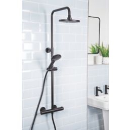 Bristan Buzz HP Rear-Fed Exposed Black Thermostatic Diverter Mixer Shower
