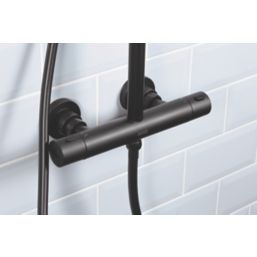 Bristan Buzz HP Rear-Fed Exposed Black Thermostatic Diverter Mixer Shower