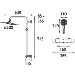 Bristan Buzz HP Rear-Fed Exposed Black Thermostatic Diverter Mixer Shower