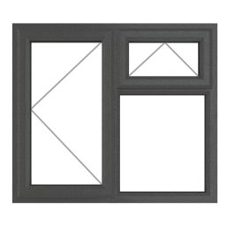 Crystal  Left-Hand & Top Opening Clear Triple-Glazed Casement Anthracite on White uPVC Window 905mm x 965mm