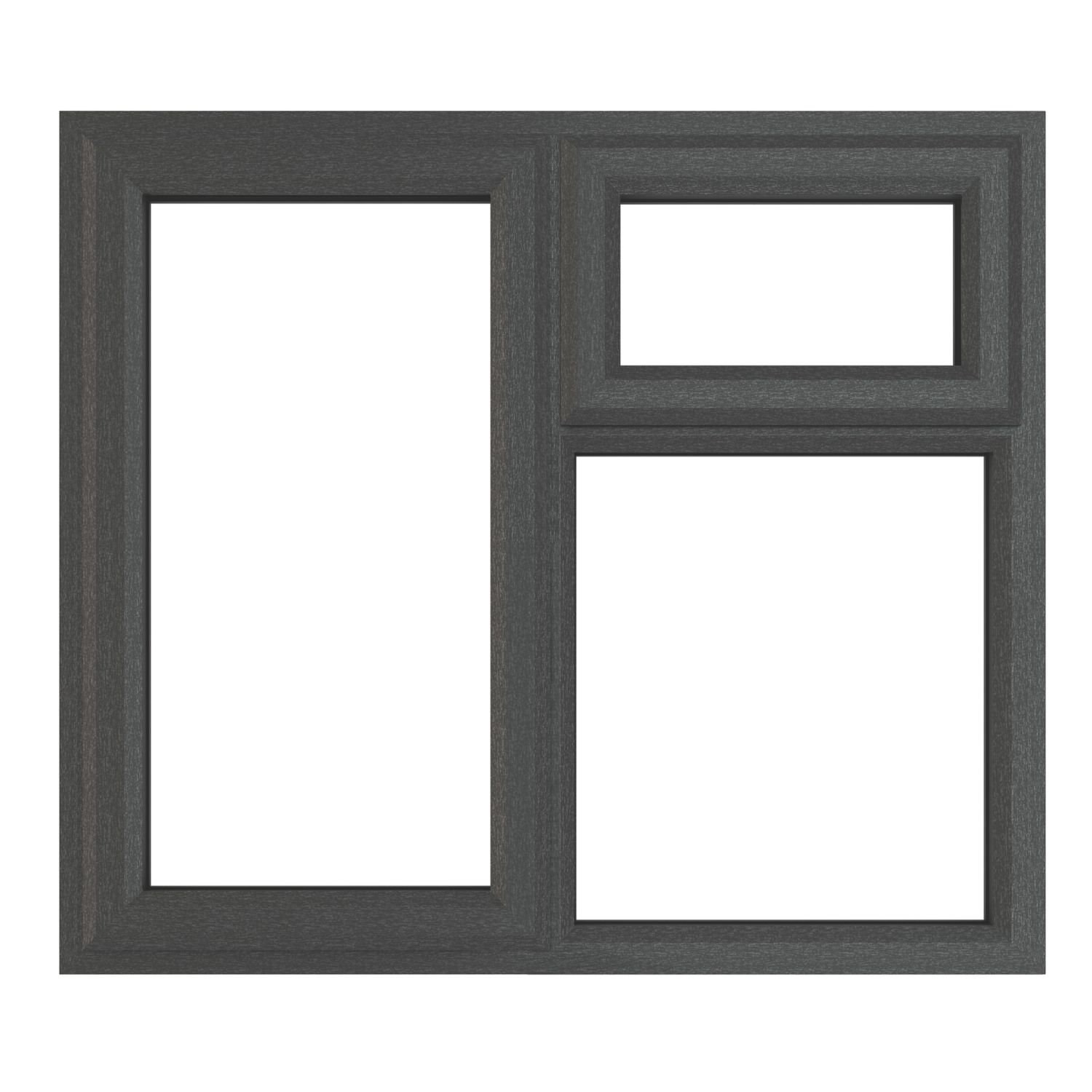 Crystal Left-Hand & Top Opening Clear Triple-Glazed Casement Anthracite on White uPVC Window 905mm x 965mm (553JM)