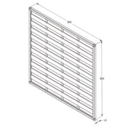 Forest Europa Single-Slatted  Fence Panels Natural Timber 6' x 5' Pack of 3