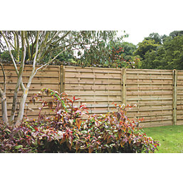 Forest Europa Single-Slatted  Garden Fence Panel Natural Timber 6' x 5' Pack of 3