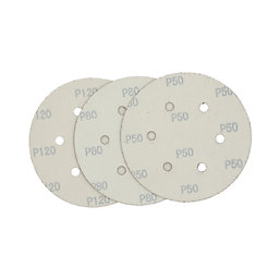 Flexovit  A203F 60 / 80 / 120 Grit 8-Hole Punched Multi-Material Sanding Discs 150mm 6 Pack
