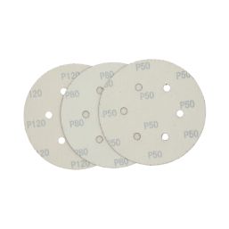Flexovit  A203F 60 / 80 / 120 Grit 8-Hole Punched Multi-Material Sanding Discs 150mm 6 Pack