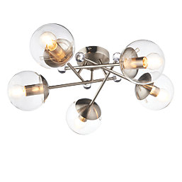 Quay Design Turner LED 5-Lamp Ceiling Light Satin Nickel 20W 470lm