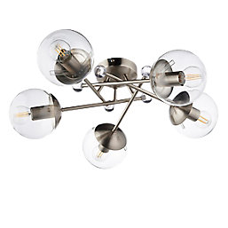 Quay Design Turner LED 5-Lamp Ceiling Light Satin Nickel 20W 470lm
