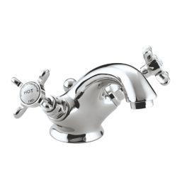 Bristan 1901 Chrome 110mm Cloakroom Cross Head Mono Basin Mixer Tap  With Pop-Up Waste