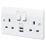MK Logic Plus 13A 2-Gang DP Switched Socket + 2A 10.5W 2-Outlet Type A USB Charger White