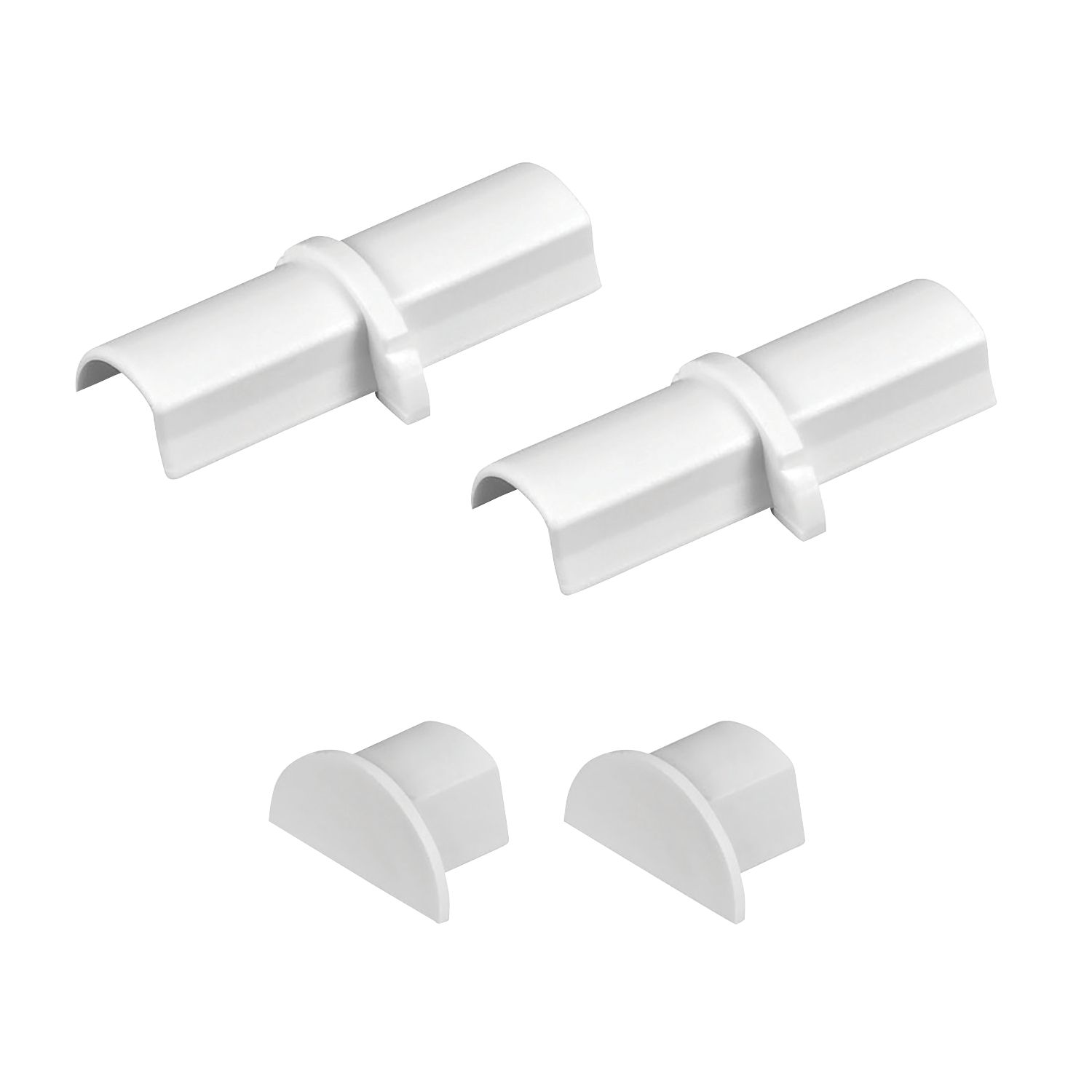 D-Line Plastic White Micro Trunking Coupler & End Cap Pack 4 Pcs (55423)