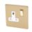 Varilight  13AX 1-Gang DP Switched Plug Socket Brushed Brass  with White Inserts