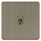 Knightsbridge Screwless 10AX 1-Gang 2-Way Toggle Light Switch  Antique Brass