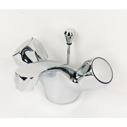 Refurb Swirl Contract Chrome 110mm Cloakroom Round Head Mono Basin Mixer Tap  With Pop-Up Waste