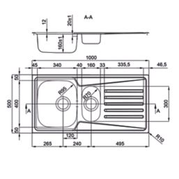 Clearwater Trion 1.5 Bowl Stainless Steel Kitchen Sink  1000mm x 500mm