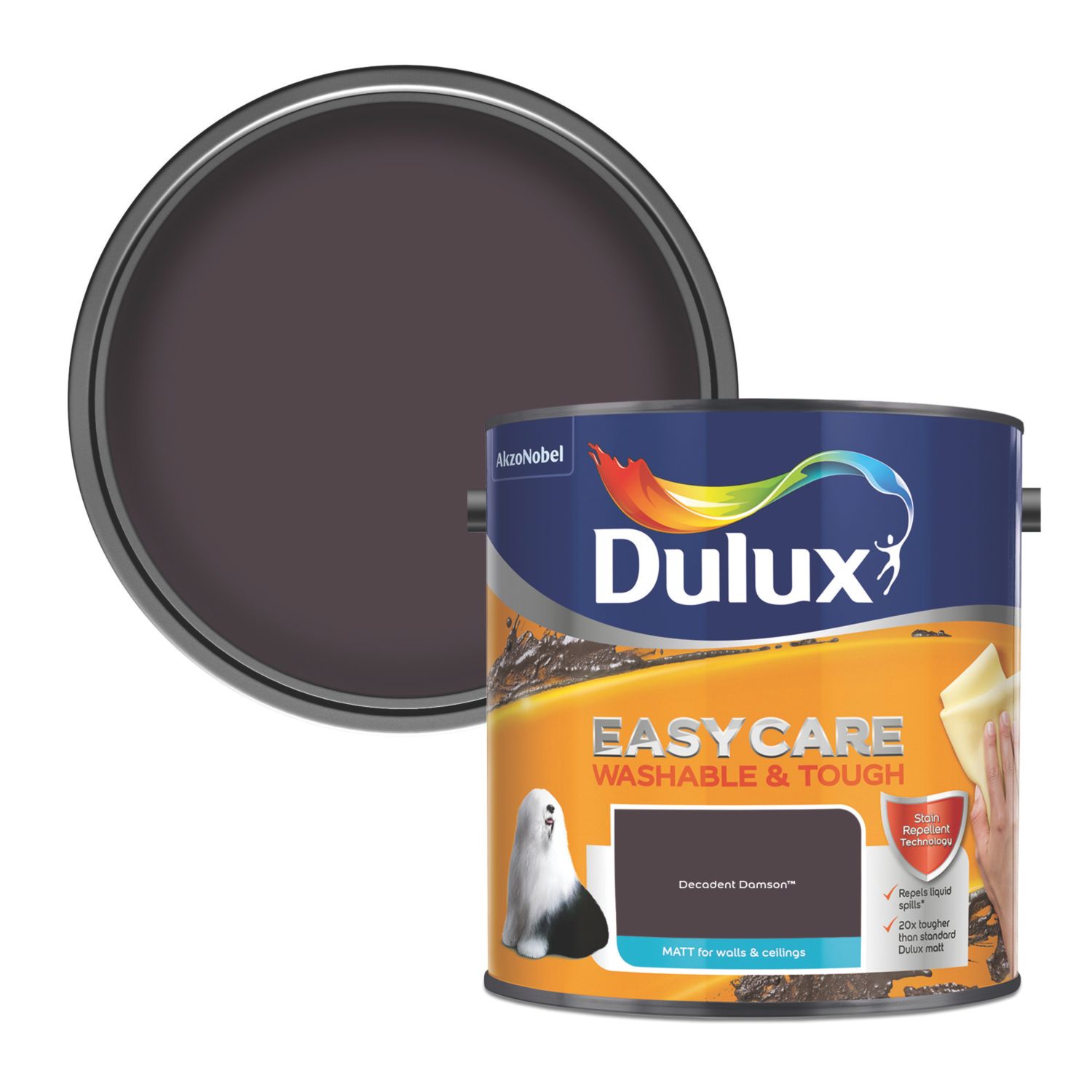 Dulux EasyCare Washable & Tough 2.5Ltr Decadent Damson Matt Emulsion Paint (554PJ)