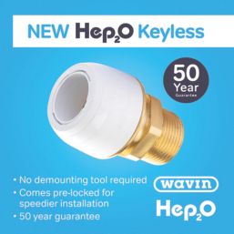 Hep2O  Plastic Push-Fit Adapting Keyless Male Coupler 22mm x 3/4"