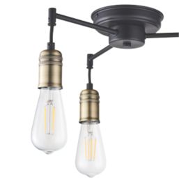 Quay Design Hyndman LED 3-Light Semi-Flush Ceiling Light Matt Antique Brass 6W 210lm