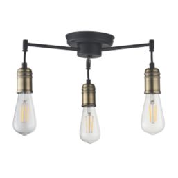 Quay Design Hyndman LED 3-Light Semi-Flush Ceiling Light Matt Antique Brass 6W 210lm