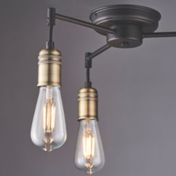 Quay Design Hyndman LED 3-Light Semi-Flush Ceiling Light Matt Antique Brass 6W 210lm