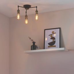 Quay Design Hyndman LED 3-Light Semi-Flush Ceiling Light Matt Antique Brass 6W 210lm