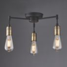 Quay Design Hyndman LED 3-Light Semi-Flush Ceiling Light Matt Antique Brass 6W 210lm