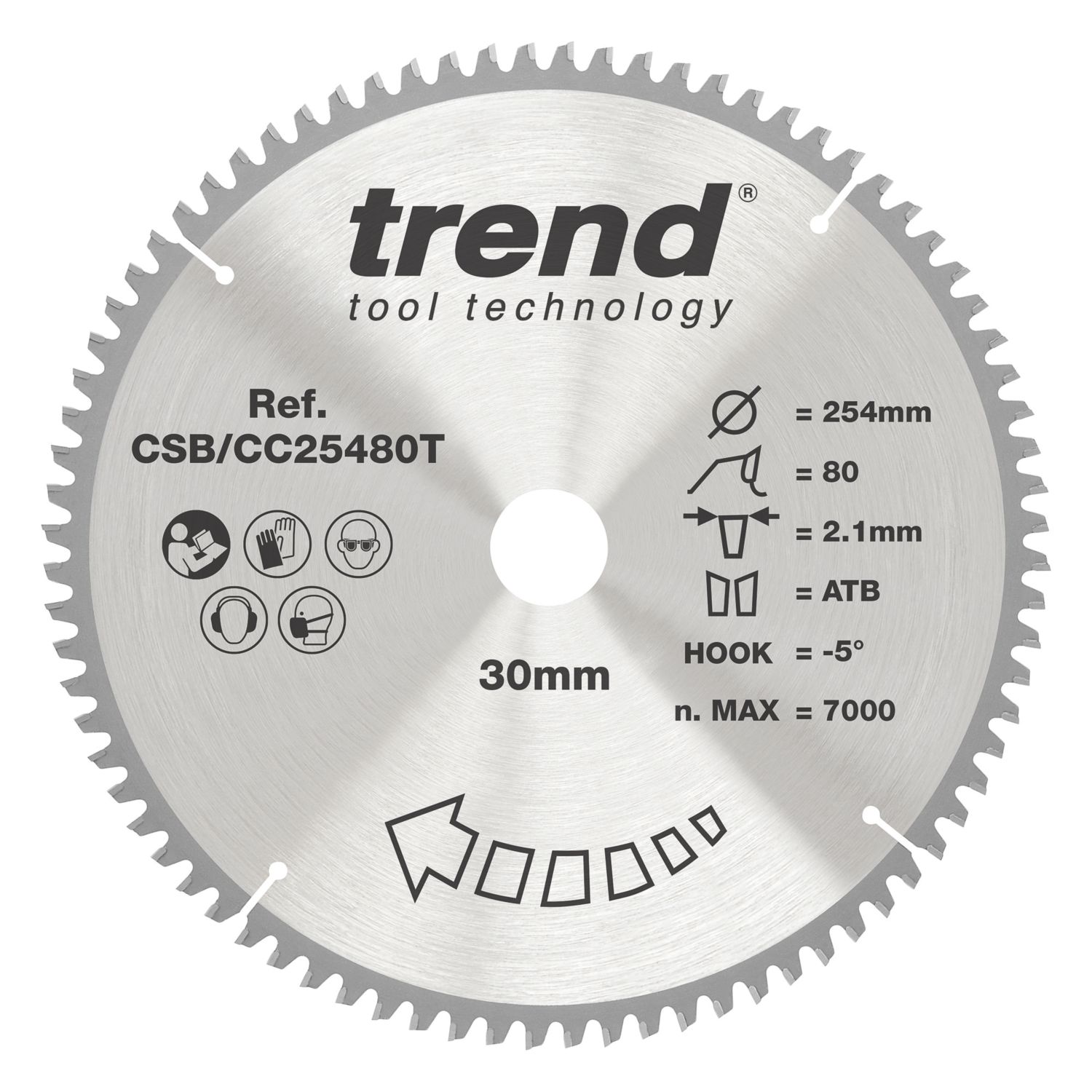 Trend Wood/Chipboard/MDF Mitre Saw Blade 254mm x 30mm 80T (555AF)