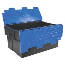 Barton 56Ltr 400mm x 600mm x 310mm Black / Blue Container with Attached Lid