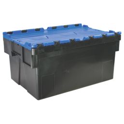 Barton 56Ltr 400mm x 600mm x 310mm Black / Blue Container with Attached Lid