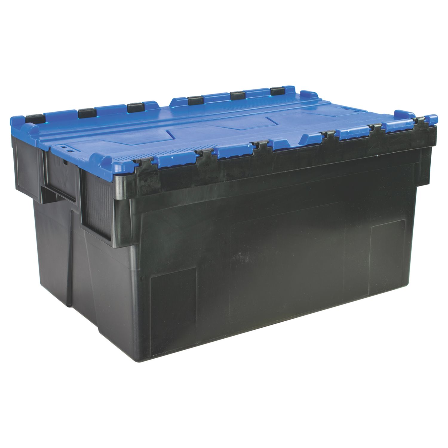 Barton 56Ltr 400mm x 600mm x 310mm Black / Blue Container with Attached Lid (555AG)