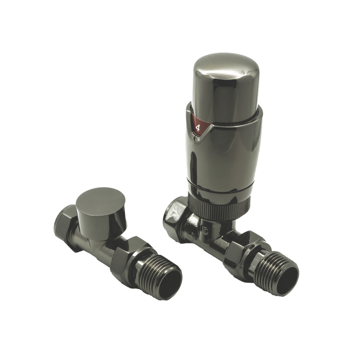 Reina Modal TRV 15mm x 15mm Oild Bronze Straight & L/S Designer Thermostatic Radiator Valve & Lockshield (555EE)