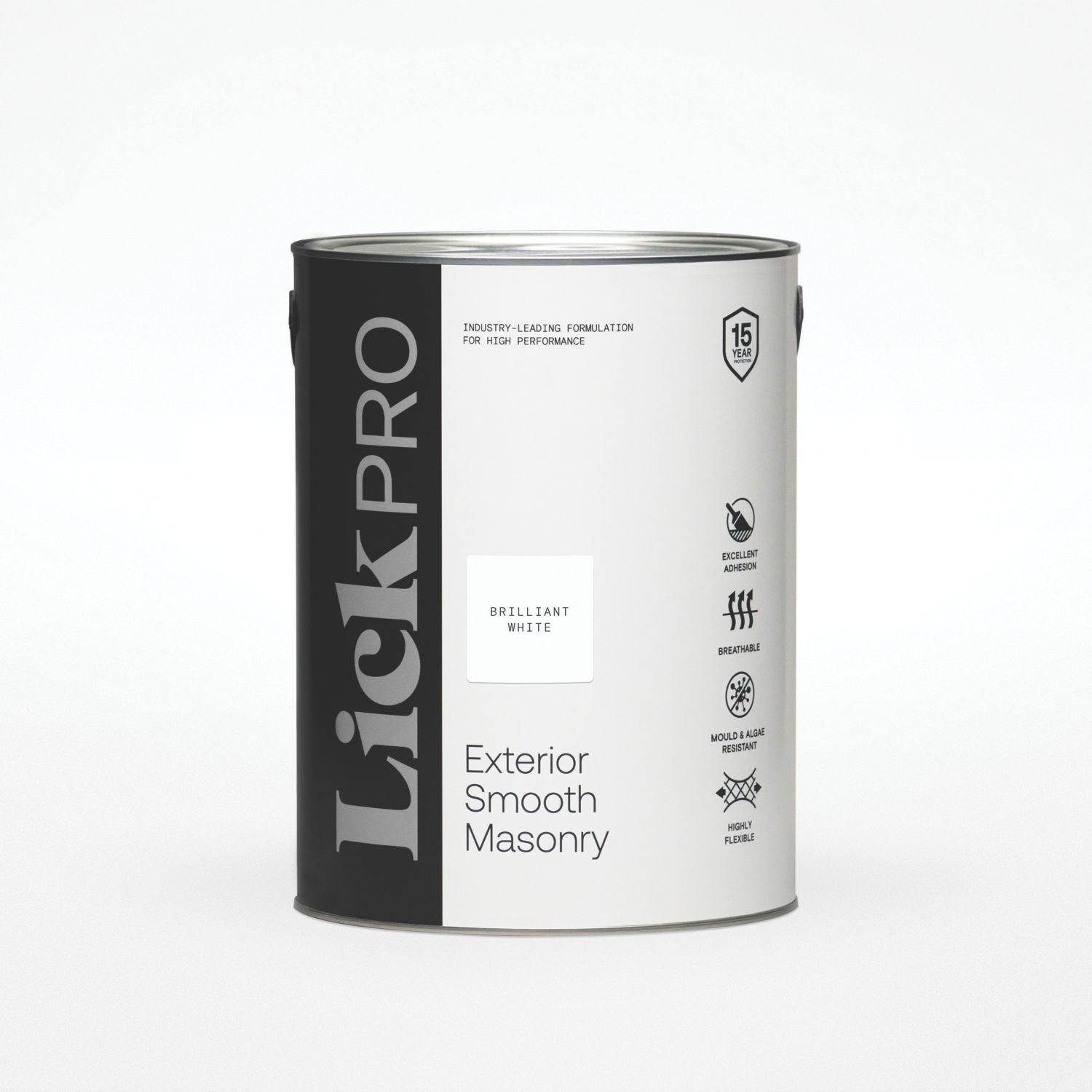 LickPro 5Ltr Smooth Pure Brilliant White Masonry Paint (555FW)
