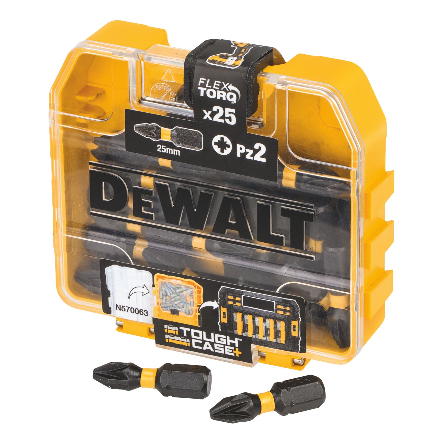 DeWalt 6.35mm 25mm Hex Shank PZ2 Impact Torsion Screwdriver Bits 25 Pack (555GX)