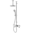 Aqualisa Link Exposed Retrofit Gravity-Pumped Ceiling-Fed Chrome Thermostatic Smart Shower With Diverter