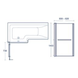 Ideal Standard Concept Semi-Framed Clear/Silver Shower Bath Screen  808-828mm x 1403mm