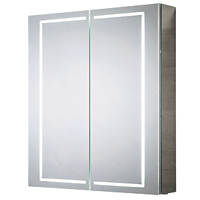 2-Door Mirrored Bathroom Cabinet with Shaver Socket & Demister With 4590lm LED Light Chrome Effect 600 x 138 x 700mm