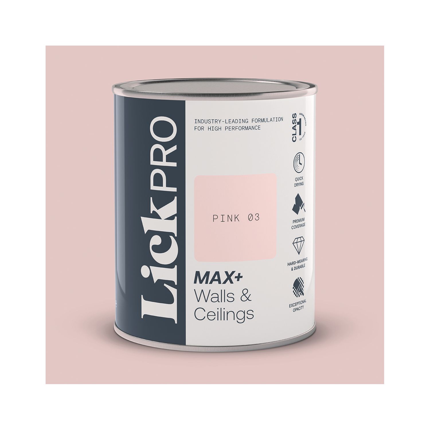 LickPro Max+ 1Ltr Pink 03 Matt Emulsion Paint (555TM)