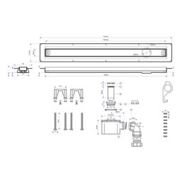 McAlpine CD800-O-P Slimline Channel Drain Polished Stainless Steel 810mm x 88mm