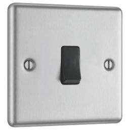 LAP  10AX 1-Gang Intermediate Switch Brushed Stainless Steel with Black Inserts