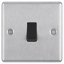 LAP  10AX 1-Gang Intermediate Switch Brushed Stainless Steel with Black Inserts