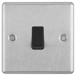 LAP  10AX 1-Gang Intermediate Switch Brushed Stainless Steel with Black Inserts