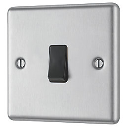 LAP  10AX 1-Gang Intermediate Switch Brushed Stainless Steel with Black Inserts