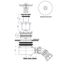 McAlpine 90mm Matt Black Shower Trap