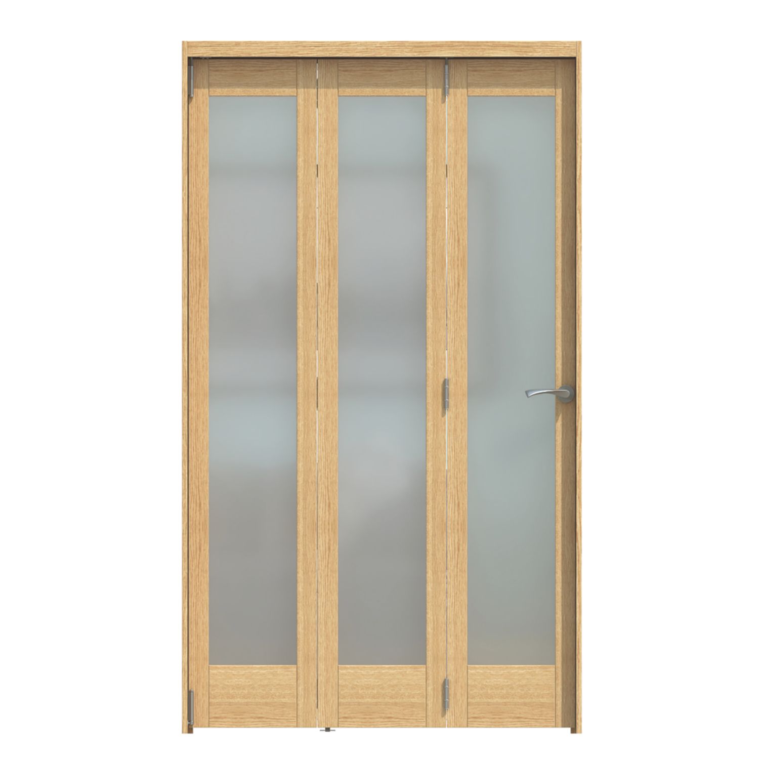 Green & Taylor 3-Door 1-Frosted Light Unfinished Oak Wooden Shaker Internal Bi-Fold Door 2060mm x 1218mm (556CT)