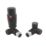 ETAL Danva 15mm x 1/2" Satin Black Straight & L/S Modern Thermostatic Radiator Valve & Lockshield