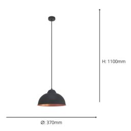 Eglo Truro 2 Pendant Light Black & Copper