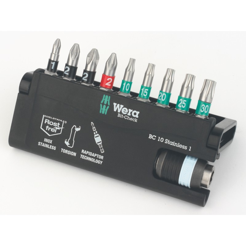 Wera Bit-Check 10 Universal 1 1/4" Hex Shank Mixed Bit Set 10 Pieces