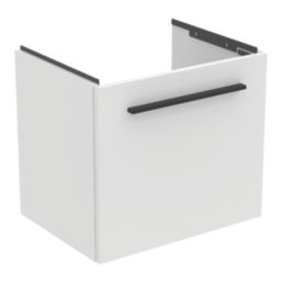 Ideal Standard i.life S Wall Hung Vanity Unit with Black Handle & Basin Matt White 500mm x 375mm x 475mm