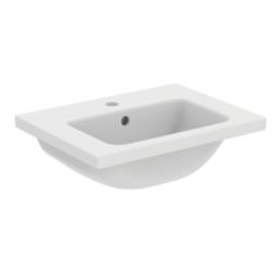 Ideal Standard i.life S Wall Hung Vanity Unit with Black Handle & Basin Matt White 500mm x 375mm x 475mm