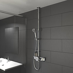 Aqualisa Link Exposed Retrofit Gravity-Pumped Ceiling-Fed Chrome Thermostatic Smart Shower